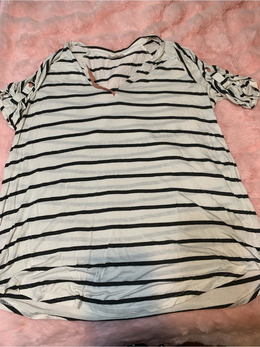 41 Hawthorn Black and White Striped Short Sleeve Tunic